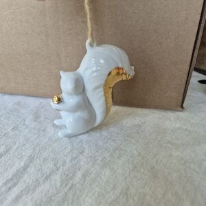White and Gold Squirrel Porcelain Ornament Chrismas Decor